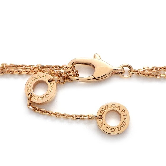 ブルガリ BVLGARI ブレスレット ディーヴァ ドリーム ダブル チェーン 二連 扇 モチーフ ホワイト シェル K18PG 白 / #SM 【箱・保付き】 【中古】