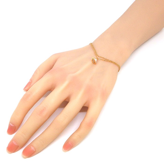 ブルガリ BVLGARI ブレスレット ディーヴァ ドリーム ダブル チェーン 二連 扇 モチーフ ホワイト シェル K18PG 白 / #SM 【箱・保付き】 【中古】