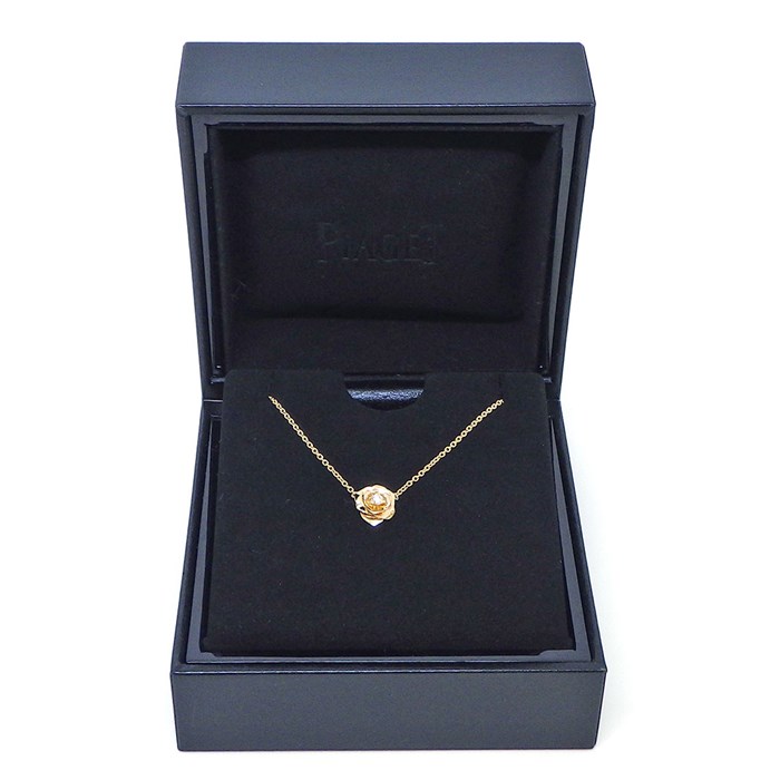 ピアジェ PIAGET ネックレス ローズ 薔薇 フラワー 花 モチーフ 1ポイント ダイヤモンド K18PG 【中古】