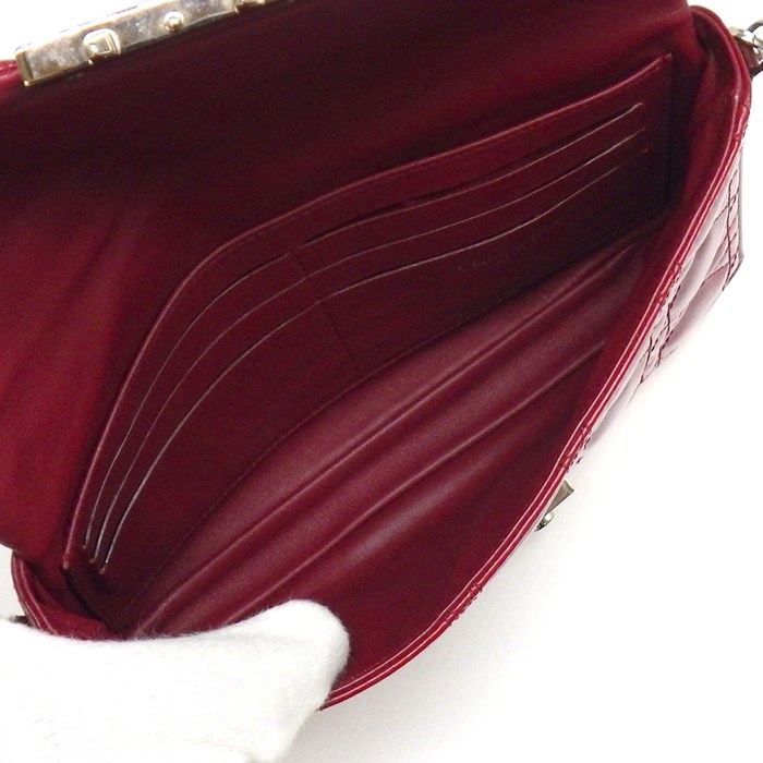 ディオール Dior ショルダーバッグ/クラッチバッグ ミスディオール ニューロック レッド パテントレザー シルバー金具 【中古】
