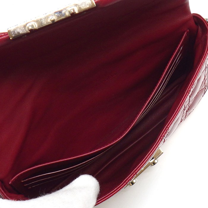 ディオール Dior ショルダーバッグ/クラッチバッグ ミスディオール ニューロック レッド パテントレザー シルバー金具 【中古】