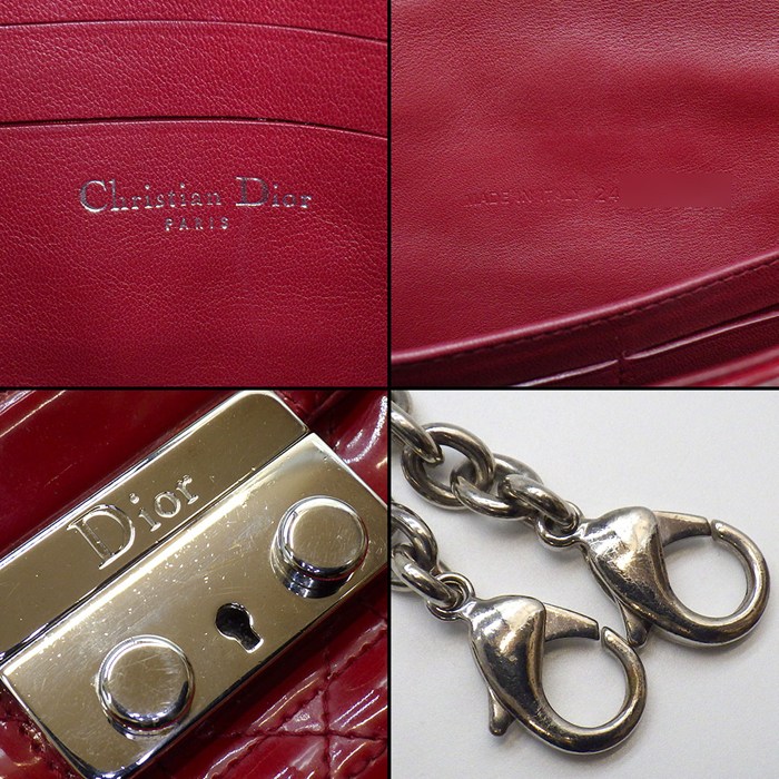 ディオール Dior ショルダーバッグ/クラッチバッグ ミスディオール ニューロック レッド パテントレザー シルバー金具 【中古】