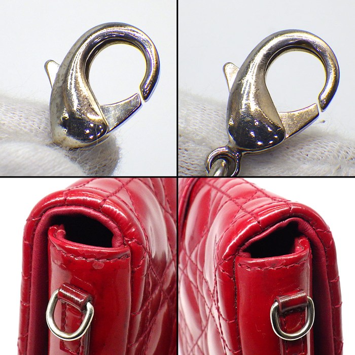 ディオール Dior ショルダーバッグ/クラッチバッグ ミスディオール ニューロック レッド パテントレザー シルバー金具 【中古】