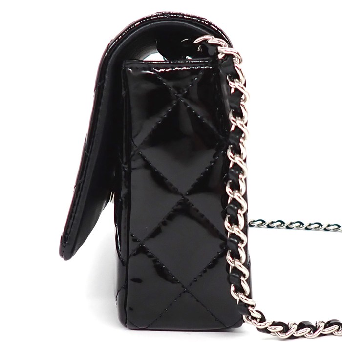 シャネル CHANEL ショルダーバッグ ブリリアント マトラッセ  チェーンウォレット A48692 ブラック パテントレザー シルバー金具 【中古】