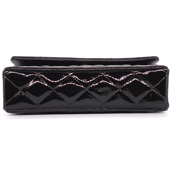 シャネル CHANEL ショルダーバッグ ブリリアント マトラッセ  チェーンウォレット A48692 ブラック パテントレザー シルバー金具 【中古】
