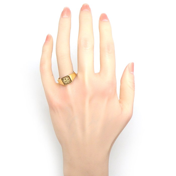 リング スクエア ファセット K18YG 20号