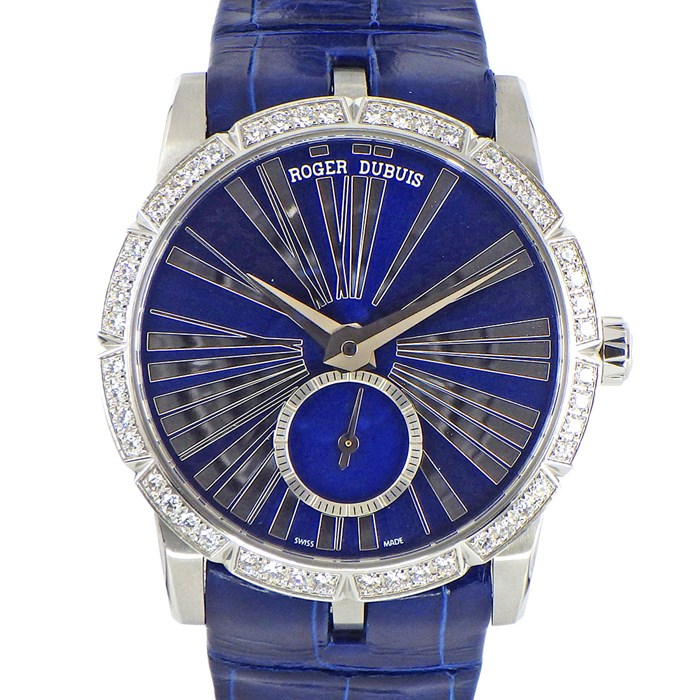 【ロジェ・デュブイ ROGER DUBUIS】腕時計 エクスカリバー 36 RDDBEX0378 裏スケ スモールセコンド ダイヤベゼル ブルー文字盤 SS ブルー クロコダイル レザーベルト 自動巻き 