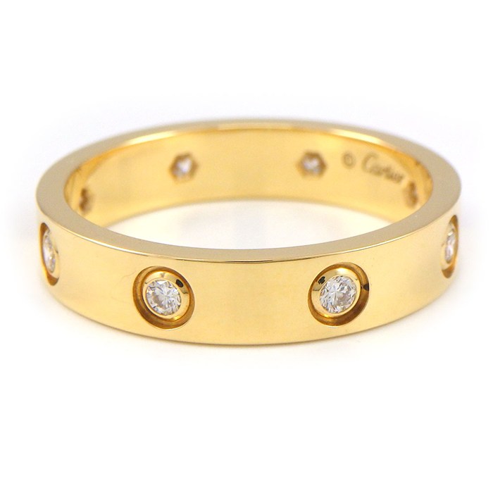 カルティエ Cartier リング ラブ スモールモデル SM B4056253 フル 8ポイント ダイヤモンド 計0.19ct K18YG 13号 / #53 【箱・保付き】 【中古】
