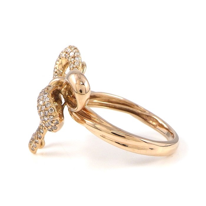 【ダイヤモンド】 リング ボウ リボン パヴェ ダイヤモンド 0.41ct K18PG 16号 【中古】