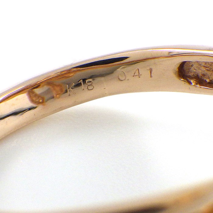 【ダイヤモンド】 リング ボウ リボン パヴェ ダイヤモンド 0.41ct K18PG 16号 【中古】