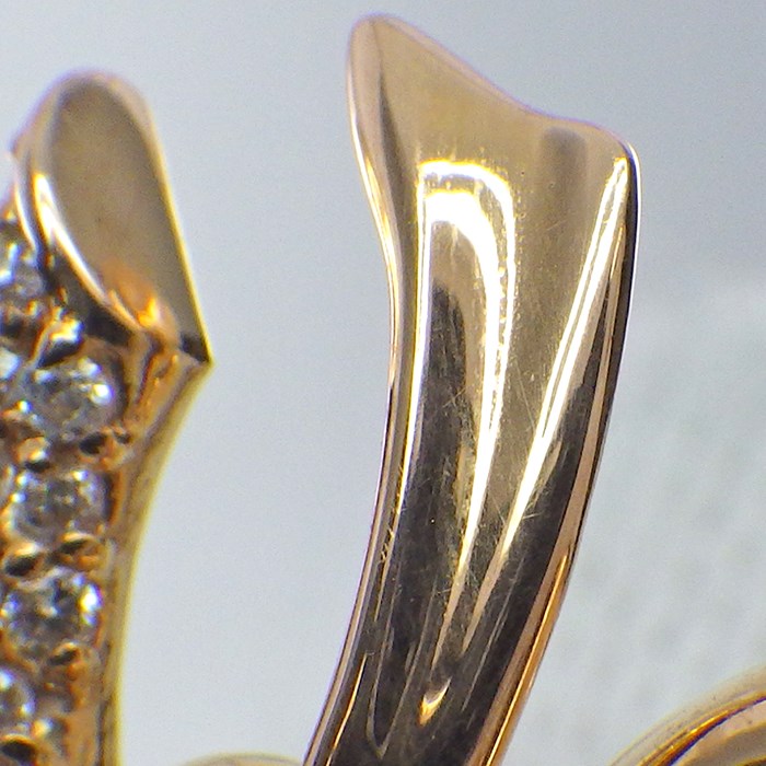 【ダイヤモンド】 リング ボウ リボン パヴェ ダイヤモンド 0.41ct K18PG 16号 【中古】