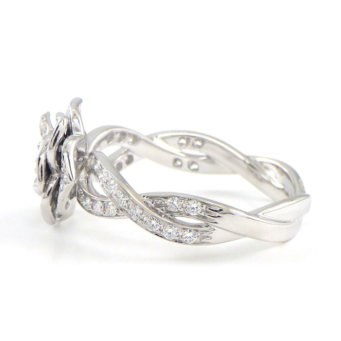 ピアジェ PIAGET リング ピアジェ ローズ G34UR852 フラワー パヴェ ハーフサークル ダイヤモンド K18WG 11.5号 / #52 【箱・保付き】 【中古】