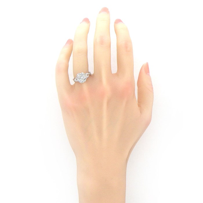 ピアジェ PIAGET リング ピアジェ ローズ G34UR852 フラワー パヴェ ハーフサークル ダイヤモンド K18WG 11.5号 / #52 【箱・保付き】 【中古】