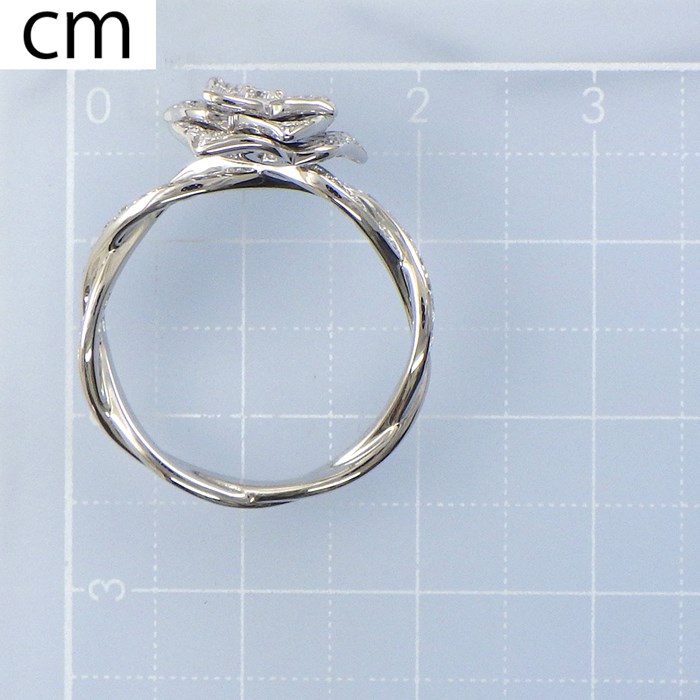 ピアジェ PIAGET リング ピアジェ ローズ G34UR852 フラワー パヴェ ハーフサークル ダイヤモンド K18WG 11.5号 / #52 【箱・保付き】 【中古】