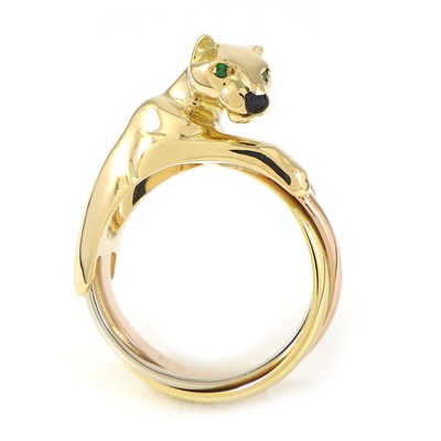 カルティエ Cartier リング パンテール パンサーモチーフ スリーカラー エメラルド オニキス K18PG K18WG K18YG 12.5号 / #53 【中古】