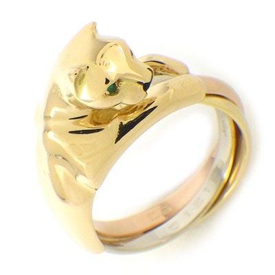 カルティエ Cartier リング パンテール パンサーモチーフ スリーカラー エメラルド オニキス K18PG K18WG K18YG 12.5号 / #53 【中古】