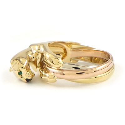 カルティエ Cartier リング パンテール パンサーモチーフ スリーカラー エメラルド オニキス K18PG K18WG K18YG 12.5号 / #53 【中古】