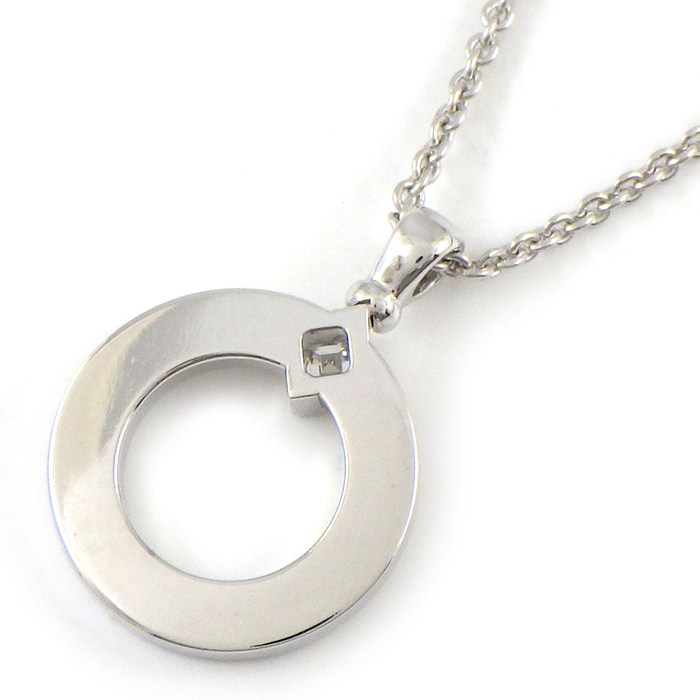 ブルガリ BVLGARI ネックレス ブルガリブルガリ 361076 ラウンドサークル ロゴ 1ポイント スクエアカット ダイヤモンド 0.09ct K18WG 【中古】