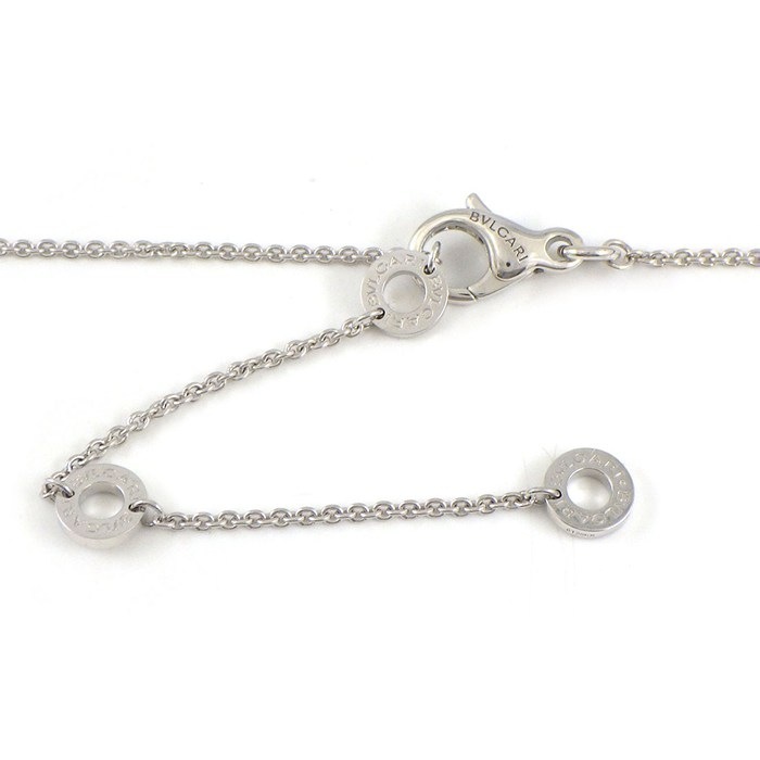 ブルガリ BVLGARI ネックレス ブルガリブルガリ 361076 ラウンドサークル ロゴ 1ポイント スクエアカット ダイヤモンド 0.09ct K18WG 【中古】