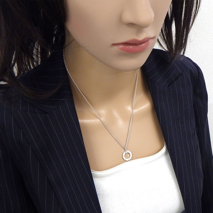 ブルガリ BVLGARI ネックレス ブルガリブルガリ 361076 ラウンドサークル ロゴ 1ポイント スクエアカット ダイヤモンド 0.09ct K18WG 【中古】