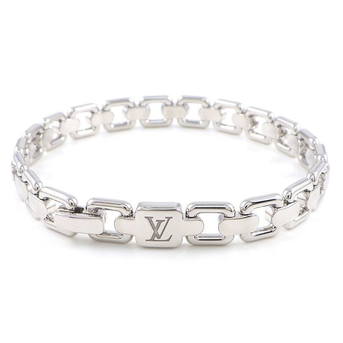 ルイ・ヴィトン LOUIS VUITTON ブレスレット ブラスレ チェーン アトラクション スクエア LVロゴ K18WG / #S 【中古】
