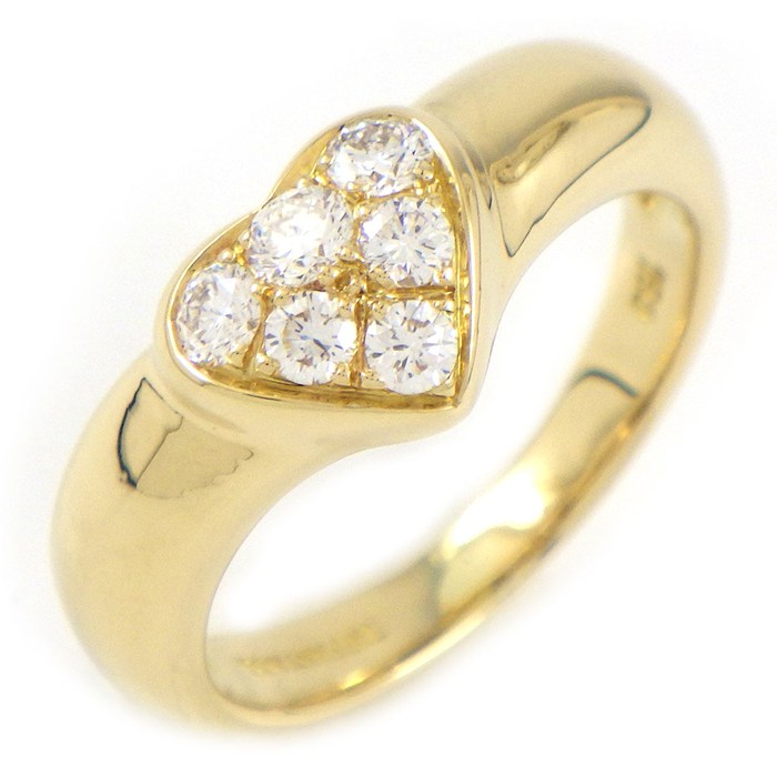 ティファニー Tiffany & Co. リング フレンドシップ ハートモチーフ 6ポイント ダイヤモンド K18YG 9号 【中古】