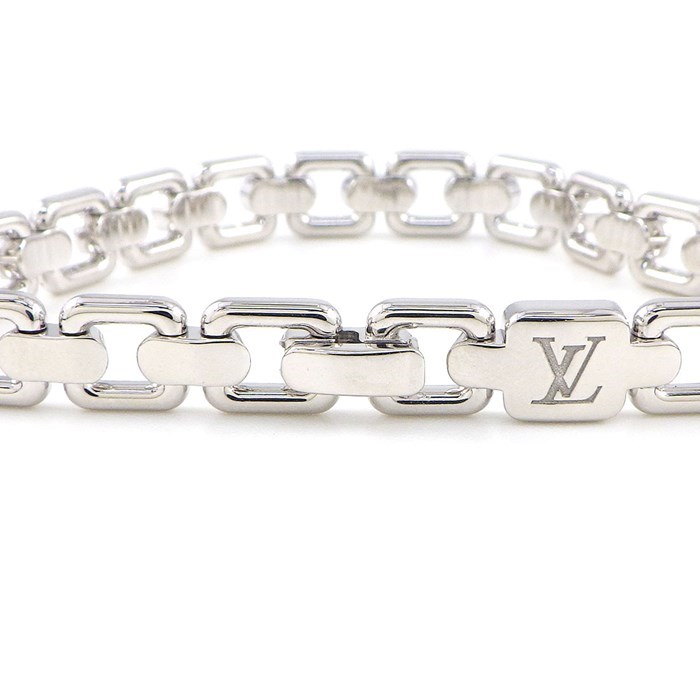 ルイ・ヴィトン LOUIS VUITTON ブレスレット ブラスレ チェーン アトラクション スクエア LVロゴ K18WG / #S 【中古】