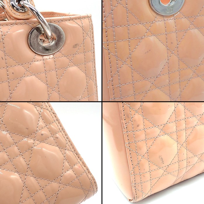 ディオール Dior ハンドバッグ/ショルダーバッグ レディディオール ミディアム ピンクベージュ パテントカーフスキン 【中古】