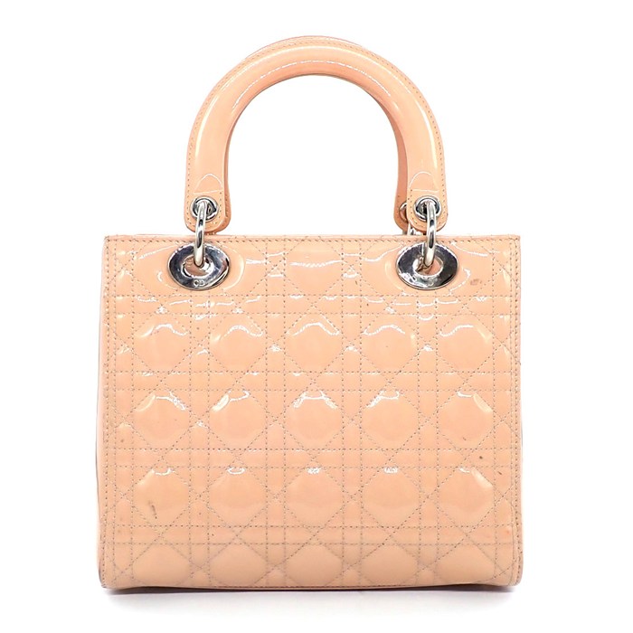 ディオール Dior ハンドバッグ/ショルダーバッグ レディディオール ミディアム ピンクベージュ パテントカーフスキン 【中古】
