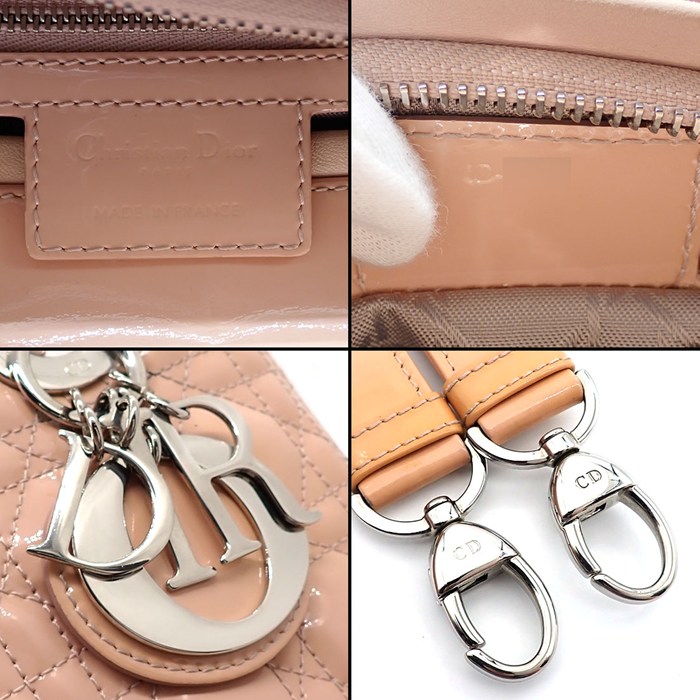 ディオール Dior ハンドバッグ/ショルダーバッグ レディディオール ミディアム ピンクベージュ パテントカーフスキン 【中古】