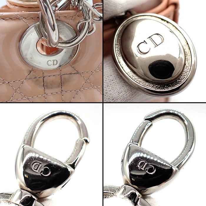 ディオール Dior ハンドバッグ/ショルダーバッグ レディディオール ミディアム ピンクベージュ パテントカーフスキン 【中古】