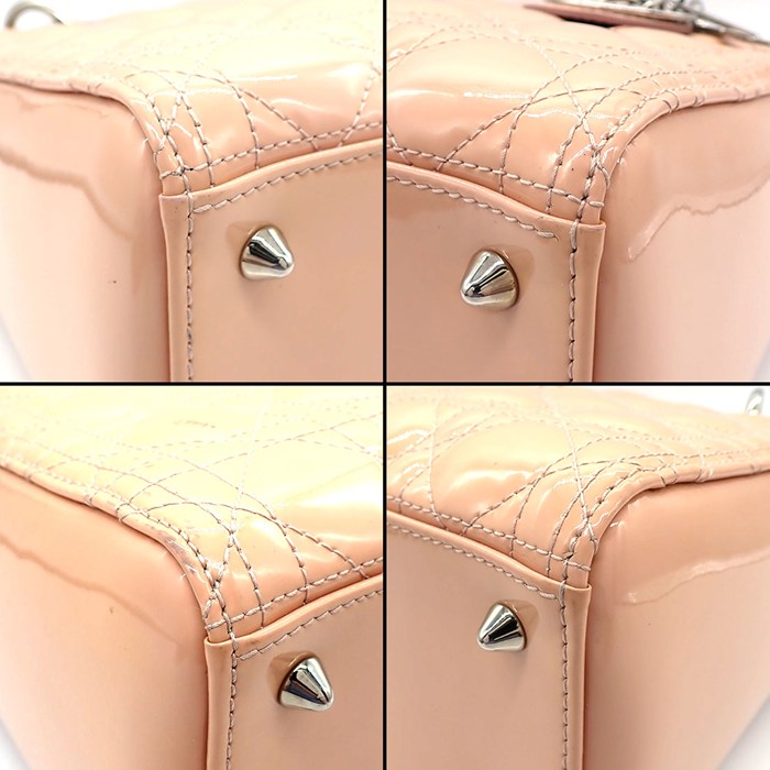 ディオール Dior ハンドバッグ/ショルダーバッグ レディディオール ミディアム ピンクベージュ パテントカーフスキン 【中古】