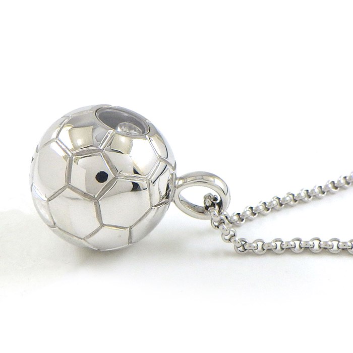 ショパール Chopard ネックレス ハッピーダイヤモンド サッカーボール 79/4656 2002年 ワールドカップ 記念 限定モデル ムービング 1ポイント ダイヤモンド K18WG 【中古】