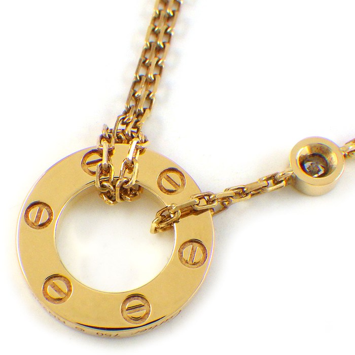 カルティエ Cartier ネックレス ラブサークル B7219500 2ポイント ダイヤモンド 計0.03ct K18YG 【中古】