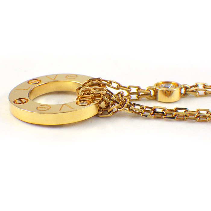 カルティエ Cartier ネックレス ラブサークル B7219500 2ポイント ダイヤモンド 計0.03ct K18YG 【中古】