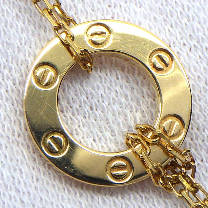 カルティエ Cartier ネックレス ラブサークル B7219500 2ポイント ダイヤモンド 計0.03ct K18YG 【中古】