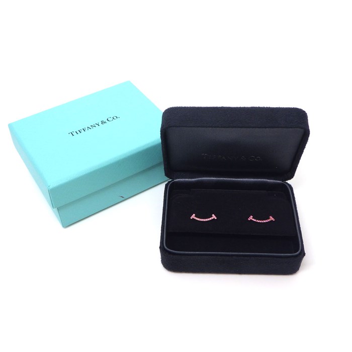 ティファニー Tiffany & Co. ピアス Tスマイル 73515130 ピンクサファイア 計0.16ct K18PG 【中古】