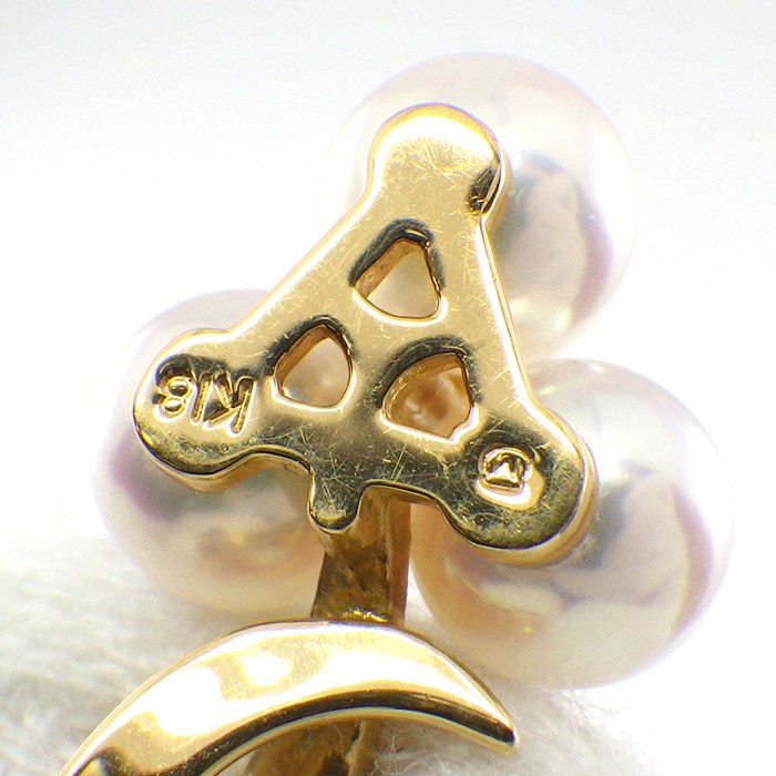 ミキモト MIKIMOTO ネックレス 3ポイント パール 5.0mm珠 ダイヤモンド K18YG 【中古】