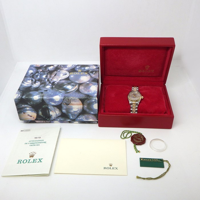 ロレックス Rolex 腕時計 デイトジャスト 79173NG K番 2001年 10ポイント ダイヤインデックス ホワイトシェル文字盤 デイト K18YG SS 自動巻き 【箱・保付き】 【中古】