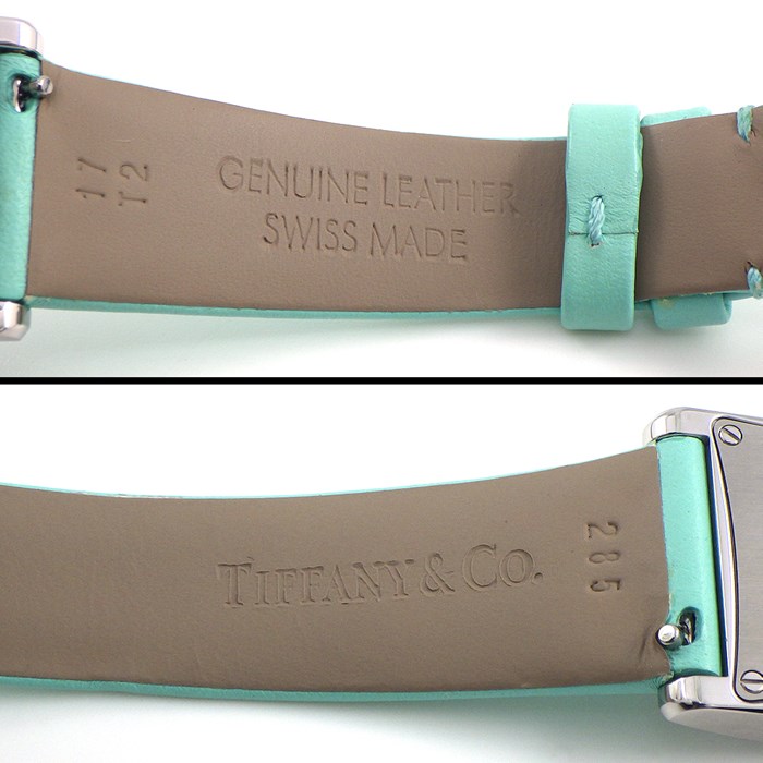 ティファニー Tiffany & Co. 腕時計 イーストウエスト 63520071 レクタンギュラー バイカラー ティファニーブルー/ホワイト文字盤 SS ティファニーブルー ロング ダブル レザーベルト クオーツアナログ 【中古】