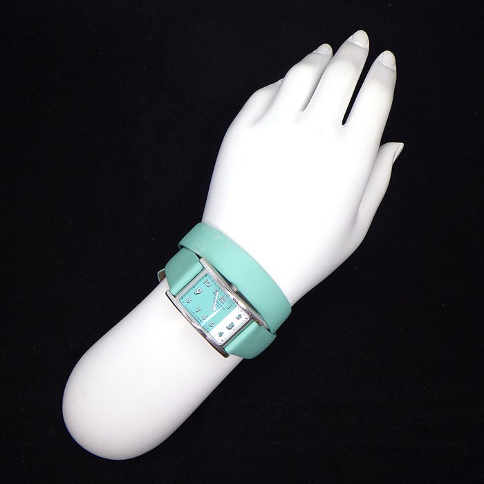 ティファニー Tiffany & Co. 腕時計 イーストウエスト 63520071 レクタンギュラー バイカラー ティファニーブルー/ホワイト文字盤 SS ティファニーブルー ロング ダブル レザーベルト クオーツアナログ 【中古】