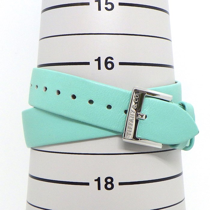 ティファニー Tiffany & Co. 腕時計 イーストウエスト 63520071 レクタンギュラー バイカラー ティファニーブルー/ホワイト文字盤 SS ティファニーブルー ロング ダブル レザーベルト クオーツアナログ 【中古】
