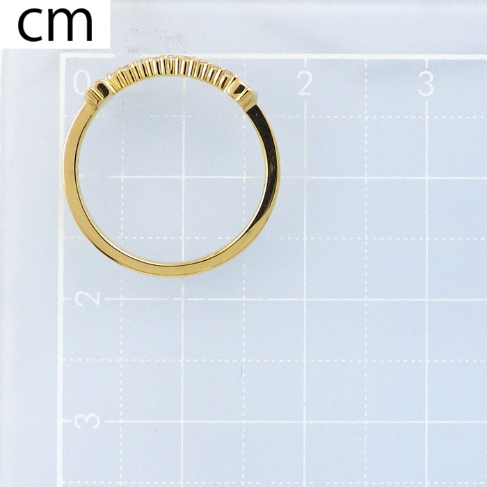 アーカー AHKAH リング ウィング エンジェル バー 9ポイント ダイヤモンド 0.03ct K18YG 7号 【中古】