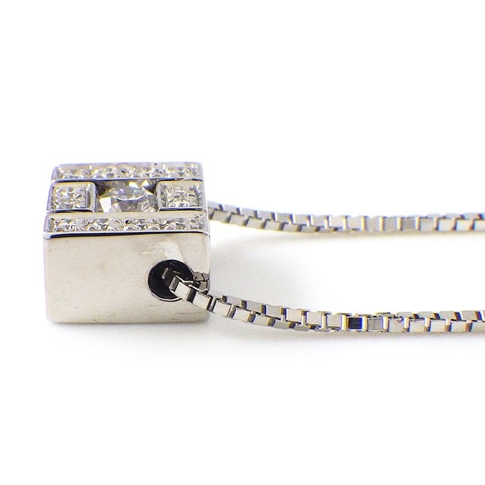 ダミアーニ DAMIANI ネックレス ベルエポック スクエア ベネチアンチェーン パヴェ ダイヤモンド K18WG 【中古】