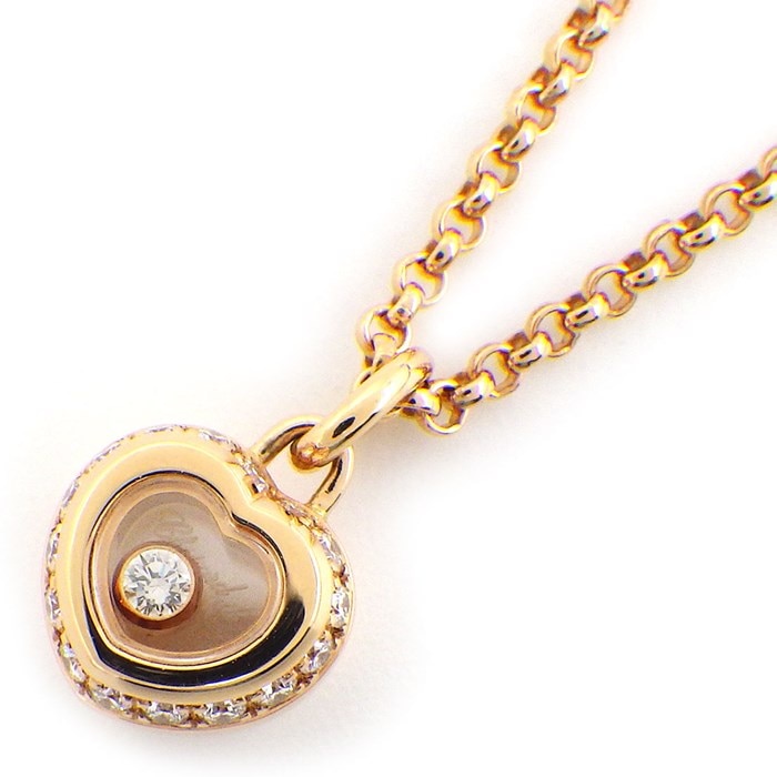 ショパール Chopard ネックレス ハッピーダイヤモンド 799008-5001 ハート モチーフ ムービング ダイヤモンド K18PG 【中古】