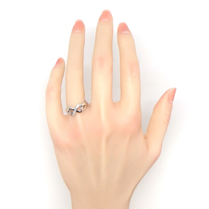 Tiffanyリング ダブル ラビング ハートダイヤ K18WG 11.5号