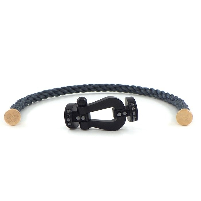 フレッド FRED ブレスレット フォース10 LM OB0164 ブラック ダイヤモンド 計0.32ct チタン SS 黒 【箱・保付き】 【中古】
