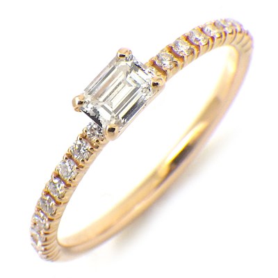カルティエ Cartier リング エタンセル ドゥ B4216747 1ポイント エメラルドカット ダイヤモンド 0.18ct 22ポイント ハーフ エタニティ サークル ラウンドカット ダイヤモンド 計0.10ct K18PG 7号 / #47 【中古】