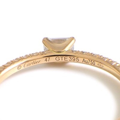 カルティエ Cartier リング エタンセル ドゥ B4216747 1ポイント エメラルドカット ダイヤモンド 0.18ct 22ポイント ハーフ エタニティ サークル ラウンドカット ダイヤモンド 計0.10ct K18PG 7号 / #47 【中古】