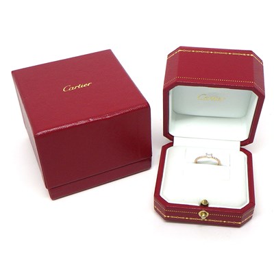 カルティエ Cartier リング エタンセル ドゥ B4216747 1ポイント エメラルドカット ダイヤモンド 0.18ct 22ポイント ハーフ エタニティ サークル ラウンドカット ダイヤモンド 計0.10ct K18PG 7号 / #47 【中古】